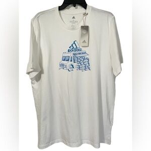 Adidas Mens NWT White Basic Tee Food Truck design logo size Large